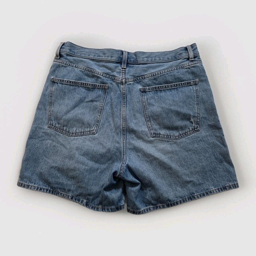 Uniqlo Blue Denim Short Women 32 Cotton Beach Hippie Cottage Casual Zip Fly Boho - Picture 2 of 14